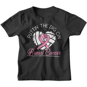 Puttin The Dig On Breast Cancer Awareness Volleyball Youth T-shirt - Thegiftio UK