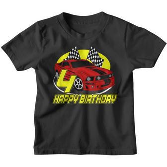 Race Car 4Th Birthday Four Year Old Boy Party Youth T-shirt - Thegiftio UK