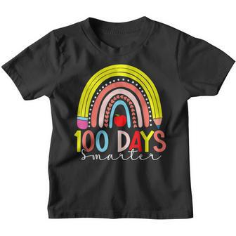 Rainbow 100 Days Smarter Happy 100 Days Of School Boy Girl Youth T-shirt - Seseable