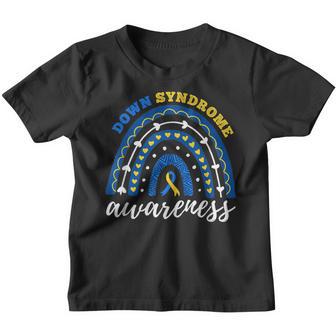 Rainbow Blue Yellow Ribbon Down Syndrome Awareness Youth T-shirt - Thegiftio UK