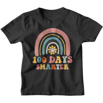 Rainbow Groovy Retro 100 Days Smarter 100 Days Of School Youth T-shirt - Thegiftio UK
