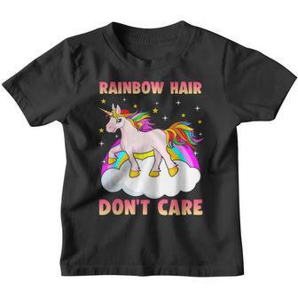 Rainbow Hair Dont Care - Funny Unicorn For Girls Youth T-shirt - Thegiftio UK