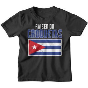Raised On Croquetas Cuban Flag Youth T-shirt - Thegiftio UK