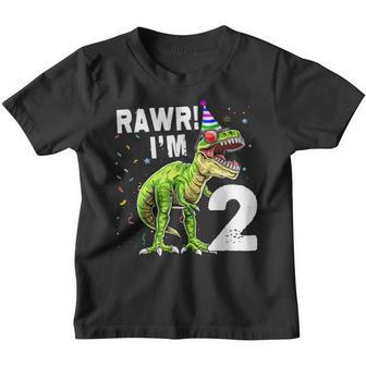 Rawr Im 2 2Nd Birthday T Rex Dinosaur Party For Boys Youth T-shirt - Thegiftio UK