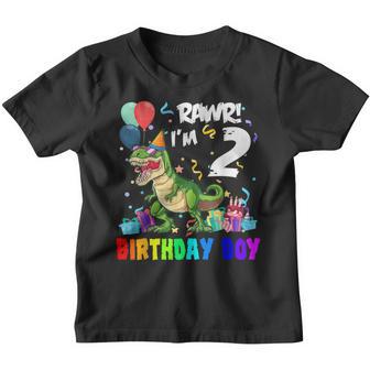 Rawr Im 2 2Nd Birthday T Rex Dinosaur Party For Boys Youth T-shirt - Thegiftio UK