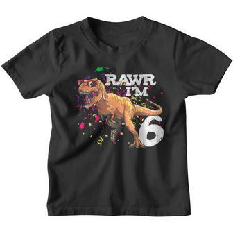 Rawr Im 6 6Th Birthday T Rex Dinosaur Party Gift For Boys Youth T-shirt - Thegiftio UK