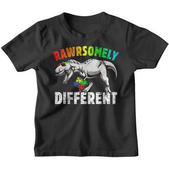 Rawrsomely Different Dinosaur Autism Awareness Puzzle Kids Youth T-shirt - Thegiftio UK