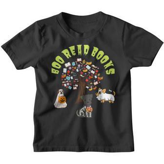 Read More Boooooks Cute Ghost Dog Funny Boo Groovy Halloween V2 Youth T-shirt - Thegiftio UK