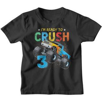 Ready To Crush 3 Monster Truck 3Rd Birthday Boys Kids Youth T-shirt | Mazezy