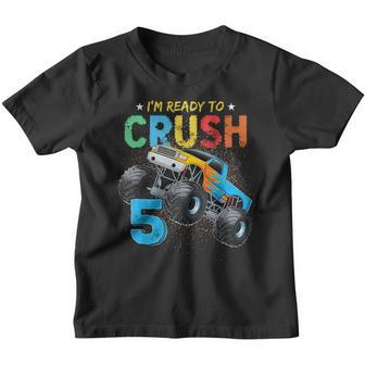 Ready To Crush 5 Monster Truck 5Th Birthday Boys Kids Youth T-shirt | Mazezy