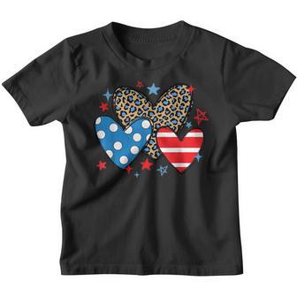 Red Blue White Heart Star Patriotic Happy 4Th Of July Youth T-shirt - Thegiftio UK