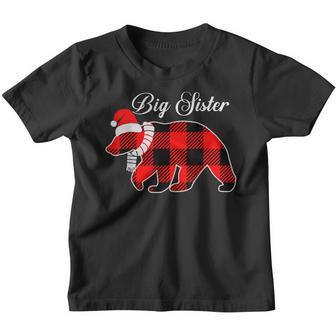 Red Plaid Bear Christmas Pajama Big Sister Matching Family Youth T-shirt - Thegiftio UK