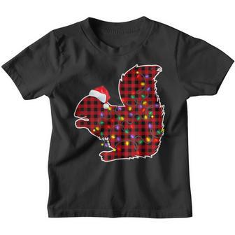 Red Plaid Buffalo Squirrel Christmas Pajamas Family Xmas Youth T-shirt - Thegiftio UK