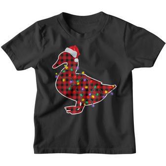 Red Plaid Duck Christmas Pajamas Xmas Lights Women Girl Kids Youth T-shirt - Thegiftio UK