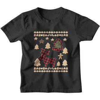 Red Plaid Reindeer Gingerbread Cookies Funny Ugly Christmas Meaningful Gift Youth T-shirt - Monsterry AU