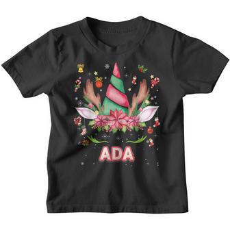 Reindeer Unicorn Face Ada Christmas Mistletoe Ornament Girl Youth T-shirt - Thegiftio UK