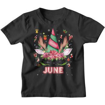Reindeer Unicorn Face June Christmas Mistletoe Ornament Girl Youth T-shirt - Thegiftio UK