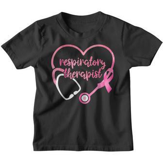 Respiratory Therapist Stethoscope Pink Ribbon Breast Cancer Youth T-shirt - Thegiftio UK
