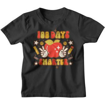 Retro 100 Days Smarter Happy 100 Days Of School Groovy Youth T-shirt - Seseable