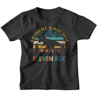 Retro 11 Years Old Boy Dinosaur T-Rex Awesome Since 2012 Youth T-shirt - Thegiftio UK