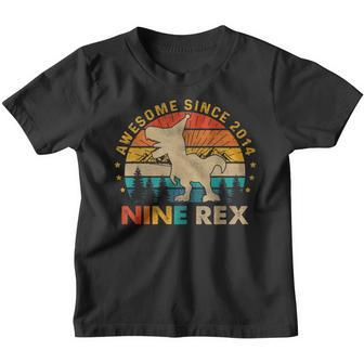 Retro Awesome Since 2014 Birthday Boy Dinosaur 9 Years Old Youth T-shirt - Thegiftio UK
