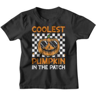 Retro Coolest Pumpkin In The Patch Groovy Halloween Boys Kid V5 Youth T-shirt - Thegiftio UK