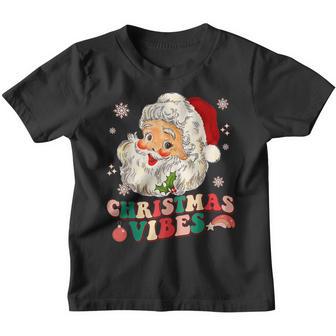 Retro Groovy Christmas Vibes Santa Claus Funny Holiday Xmas V2 Youth T-shirt - Thegiftio UK