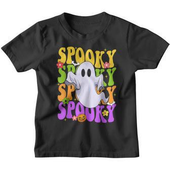 Retro Groovy Ghost Halloween Costume Spooky Vibes V4 Youth T-shirt - Thegiftio UK