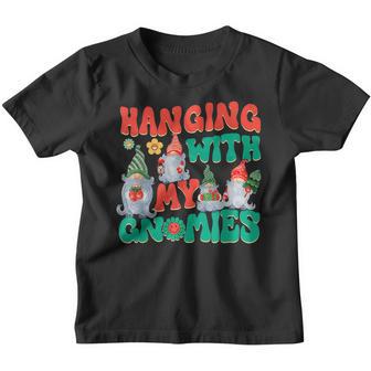 Retro Groovy Hanging With My Gnomies Funny Gnomes Xmas Gifts Youth T-shirt - Thegiftio UK