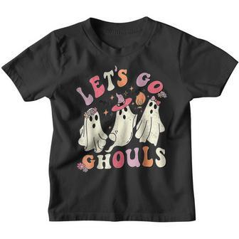 Retro Groovy Lets Go Ghouls Halloween Ghost Outfit Costume Youth T-shirt - Thegiftio UK