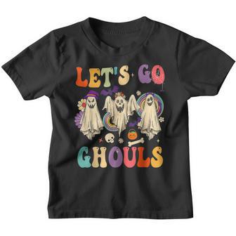 Retro Groovy Lets Go Ghouls Halloween Ghost Outfit Costumes V2 Youth T-shirt - Thegiftio UK