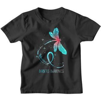 Retro In November We Wear Blue Dragonfly Diabetes Awareness Youth T-shirt - Thegiftio UK