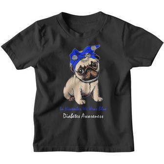 Retro In November We Wear Blue Pug Dog Diabetes Awareness Youth T-shirt - Thegiftio UK