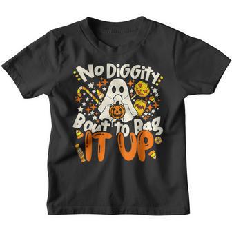 Retro No Diggity Bout To Bag It Up Halloween Candy Party Youth T-shirt - Thegiftio UK