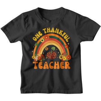 Retro One Thankful Teacher Thanksgiving Fall Mens Womens V9 Youth T-shirt - Thegiftio UK