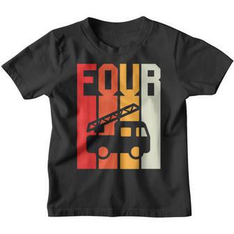 Retro Sound The Alarm Im 4 Years Old Birthday Boy Fire Youth T-shirt - Thegiftio UK