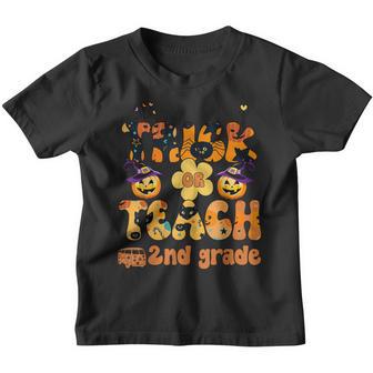 Retro Trick Or Teach Ghost 2Nd Grade Teacher Halloween Women V2 Youth T-shirt - Thegiftio UK