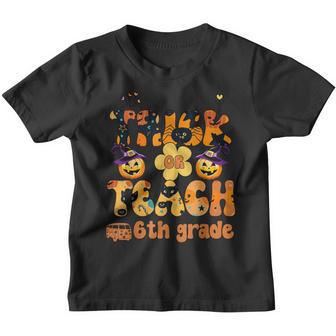 Retro Trick Or Teach Ghost 6Th Grade Teacher Halloween Women Youth T-shirt - Thegiftio UK