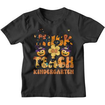 Retro Trick Or Teach Ghost Kindergarten Teacher Halloween Youth T-shirt - Thegiftio UK