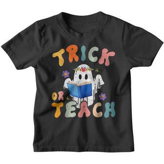 Retro Vintage Groovy Trick Or Teach Halloween Teacher Life V32 Youth T-shirt - Thegiftio UK