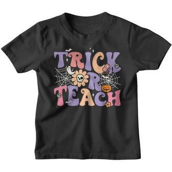 Retro Vintage Groovy Trick Or Teach Halloween Teacher V6 Youth T-shirt - Thegiftio UK