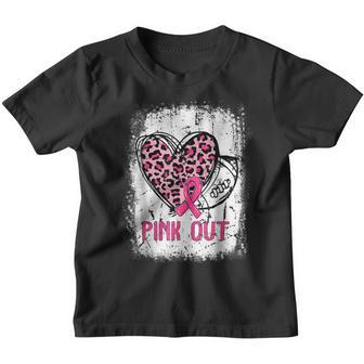 Ribbon Pink Out Football Pink Ribbon Leopard Breast Cancer Youth T-shirt - Thegiftio UK