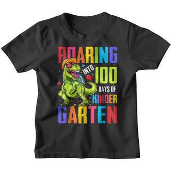 Roaring Into 100 Days Of Kindergarten T Rex Dinosaur Boy Youth T-shirt - Thegiftio UK