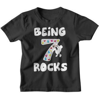 Rock Climbing Funny 7 Years Old 7Th Birthday Gift For Kids Youth T-shirt - Thegiftio UK