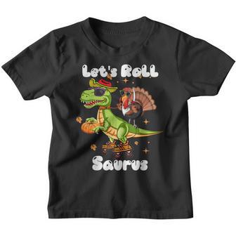 Roller Skate Turkey T Rex Dinosaur Thanksgiving Girls Boys Youth T-shirt - Thegiftio UK