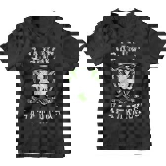 Saint Hattrick St Patricks Day Hockey Hat Tricks Boys Men Youth T-shirt | Mazezy