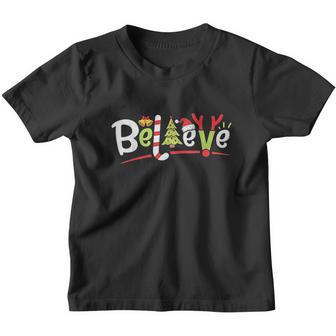 Santa Believe Christmas Boys Kids Girls Xmas Tree Gifts Youth T-shirt - Thegiftio UK