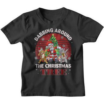 Santa Cat Dabbing Through The Snow Funny Christmas Boys Kids Youth T-shirt - Thegiftio UK