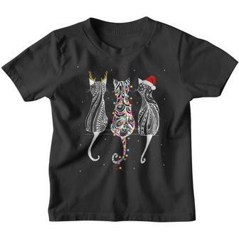 Santa Cat Turn Back In Christmas Light Lover Cat Xmas Youth T-shirt - Thegiftio UK
