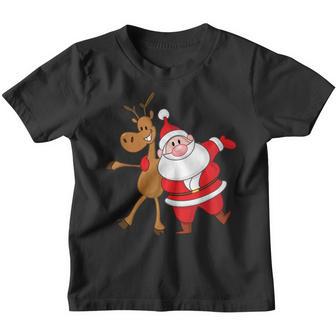 Santa Claus & Rudolph Reindeer Christmas Pajama Funny Gifts Youth T-shirt - Thegiftio UK